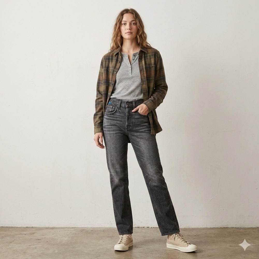 Cotton Citizen Kate Jeans Womens 27 Dark Gray Black‎ Wash High Rise Straight Leg